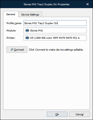 The Printer Profile Properties window.